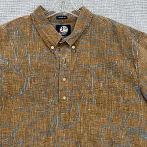 Reyn Spooner Sz 3XL Brown Blue Abstract Leaves Floral‎ Loud Kloth Popover Hawaii
